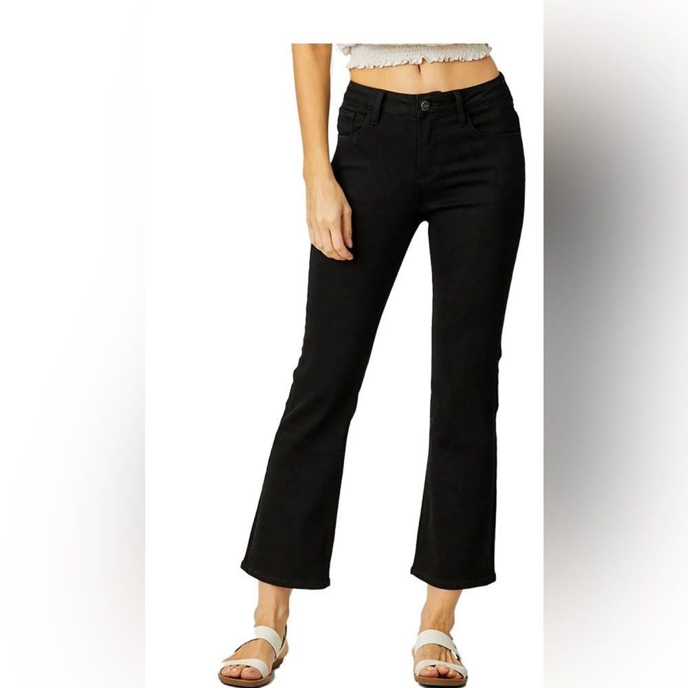 Black Mid Rise Ankle Boot cut jeans